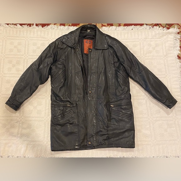 Vintage Durable Biker Genuine Leather Jacket Motorcycle Sz L Brando Kuang Huei - Picture 1 of 16